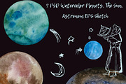 Astronomy, watercolor planets, an Illustration by Bychovsky design (Thumbnail 1 of 5)