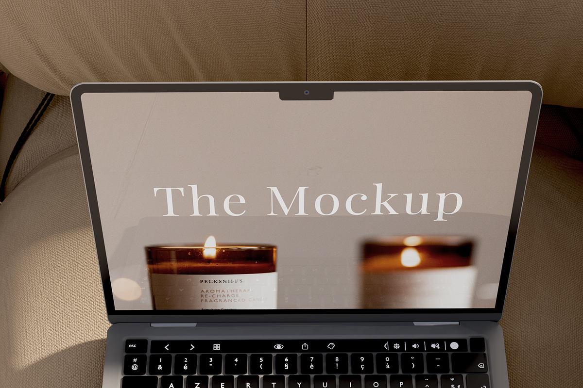 Laptop Mockup on Beige Sofa, a Device Mockup by Art-Jek.std (Photo 4 of 4)