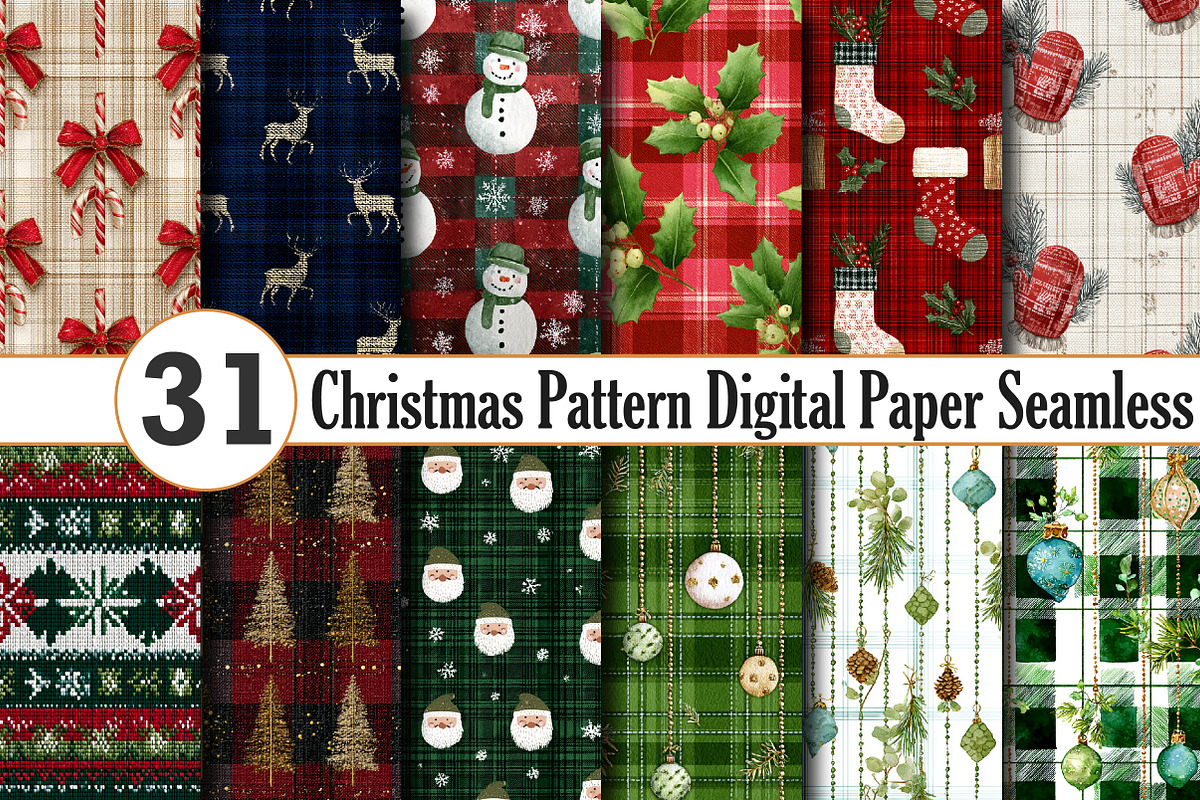 Christmas Pattern Digital Paper, a Pattern Graphic by Canvas Craft