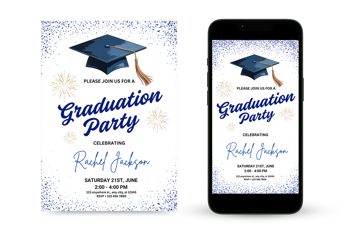 Blue Graduation Invitation, an Invitation Template by Earth5168 (Photo 1 of 9)