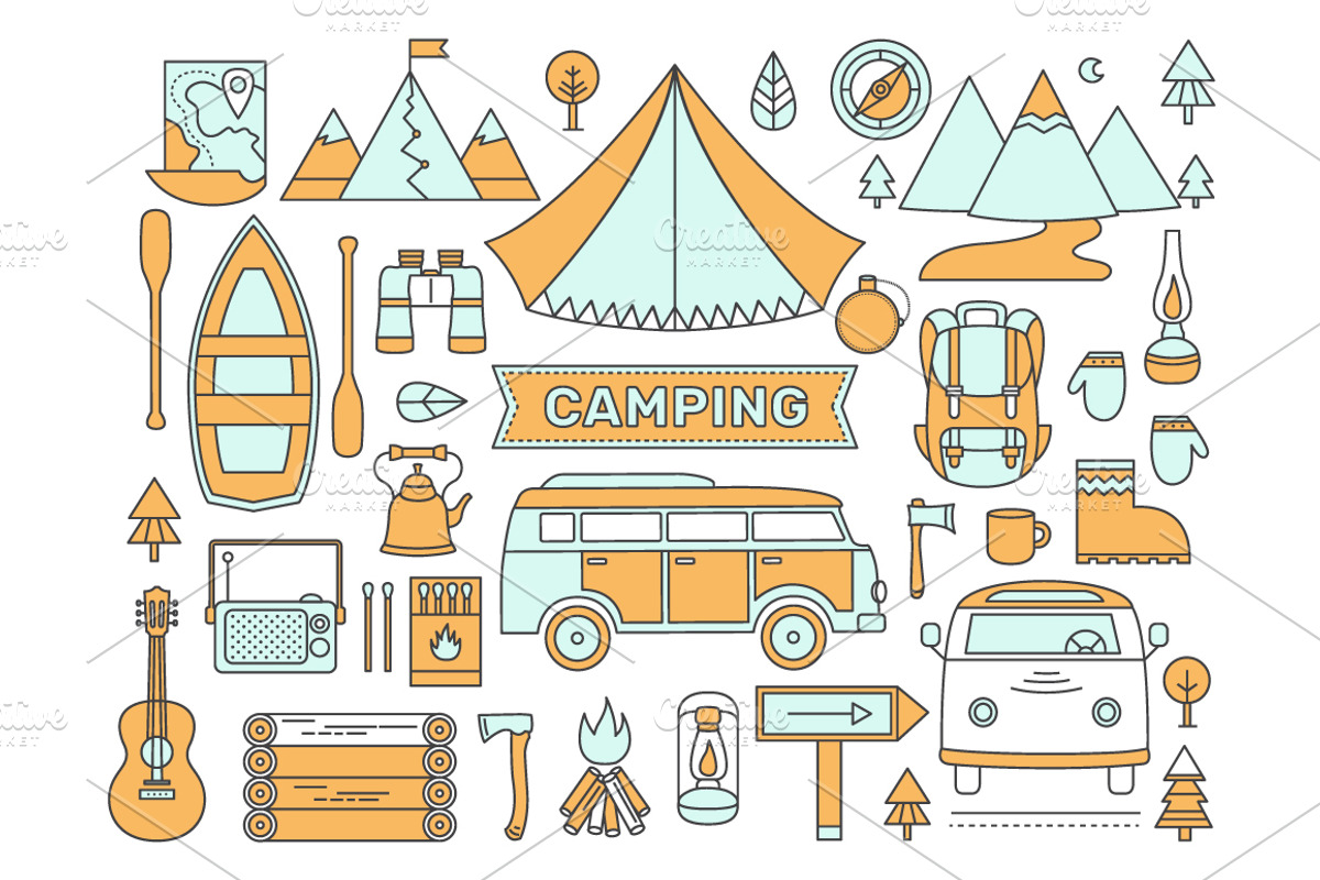 Camping illustrations and elements, an Illustration by Dasha Efremova (Photo 10 of 10)