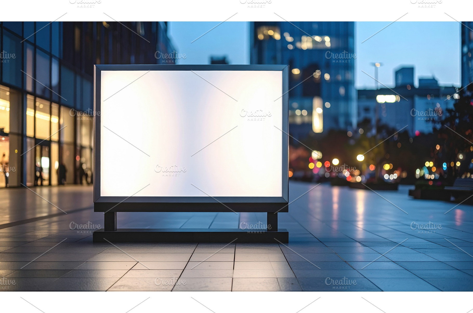 Urban illuminated billboard at dusk, an Architecture Photo by Igor Tichonow