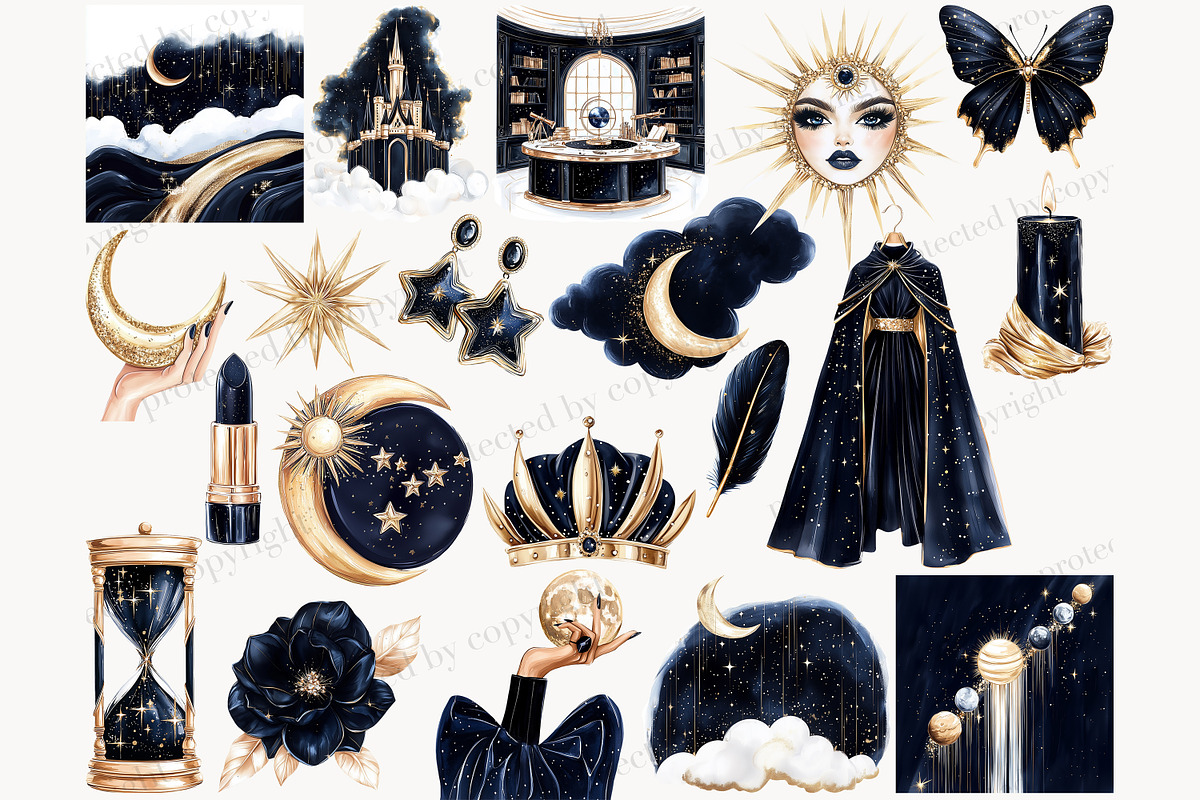 Mystical Celestial Clipart, a Person Illustration by GlamArtZhanna (Photo 4 of 8)