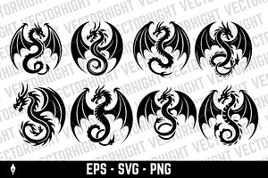 Fierce flying dragon, an Animal Illustration by Vectorhight