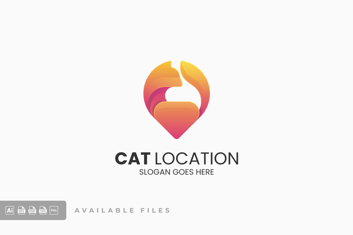 Cat Location Gradient Colorful Logo, a Branding & Logo Template by ivan_artnivora