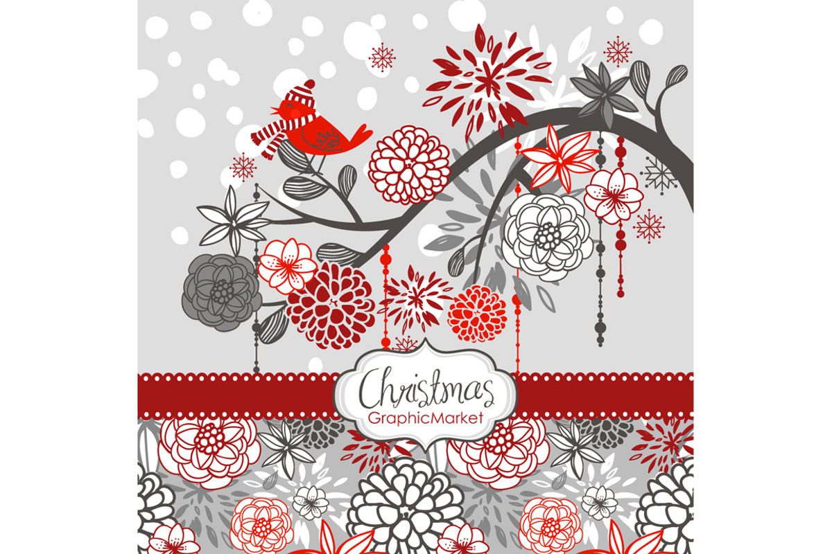 Christmas clipart bird on the branch, a Decorative Illustration by GraphicMarket (Photo 1 of 4)
