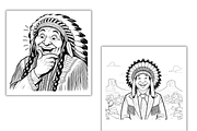 Funny Native Americans Coloring Book, a Person Illustration by Sourcedigi (Thumbnail 3 of 3)