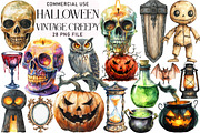 Vintage Creepy Halloween Clipart, an Illustration by Daily.Designs (Thumbnail 1 of 5)