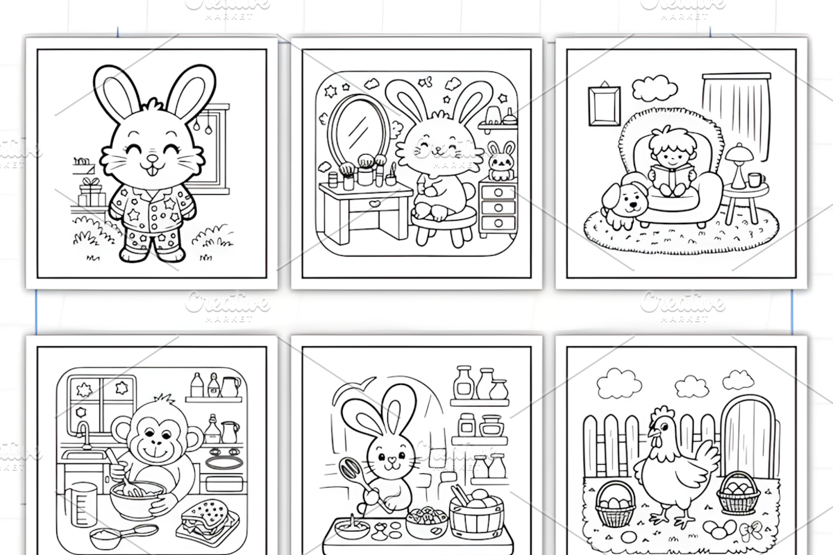 Cozy Routine Coloring Pages for Kids, a Decorative Illustration by Ink Gallery (Photo 8 of 9)