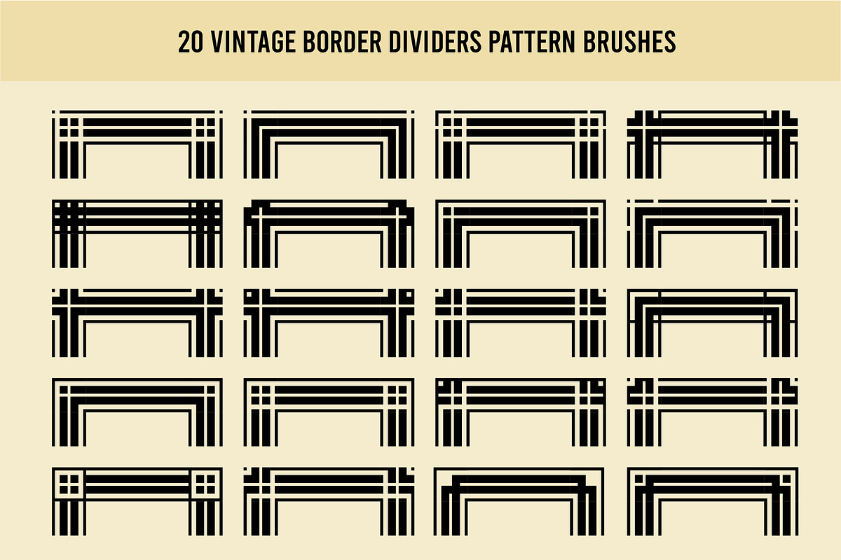 40 Vintage Borders Brushes Set 4