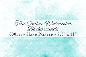 Teal Ombre Watercolor Backgrounds