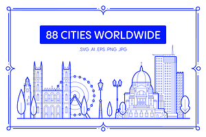 City skylines around the world, an Object Graphic by TheMountBirdStudio