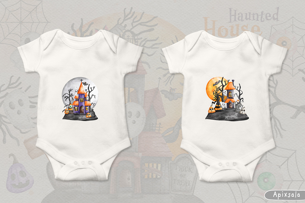 Haunted House Halloween Clipart, a Decorative Illustration by Apixsala (Photo 14 of 14)