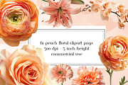 Peach Floral Clipart, Peach Flowers, an Object Graphic by AllTheKewtClipart (Thumbnail 1 of 5)