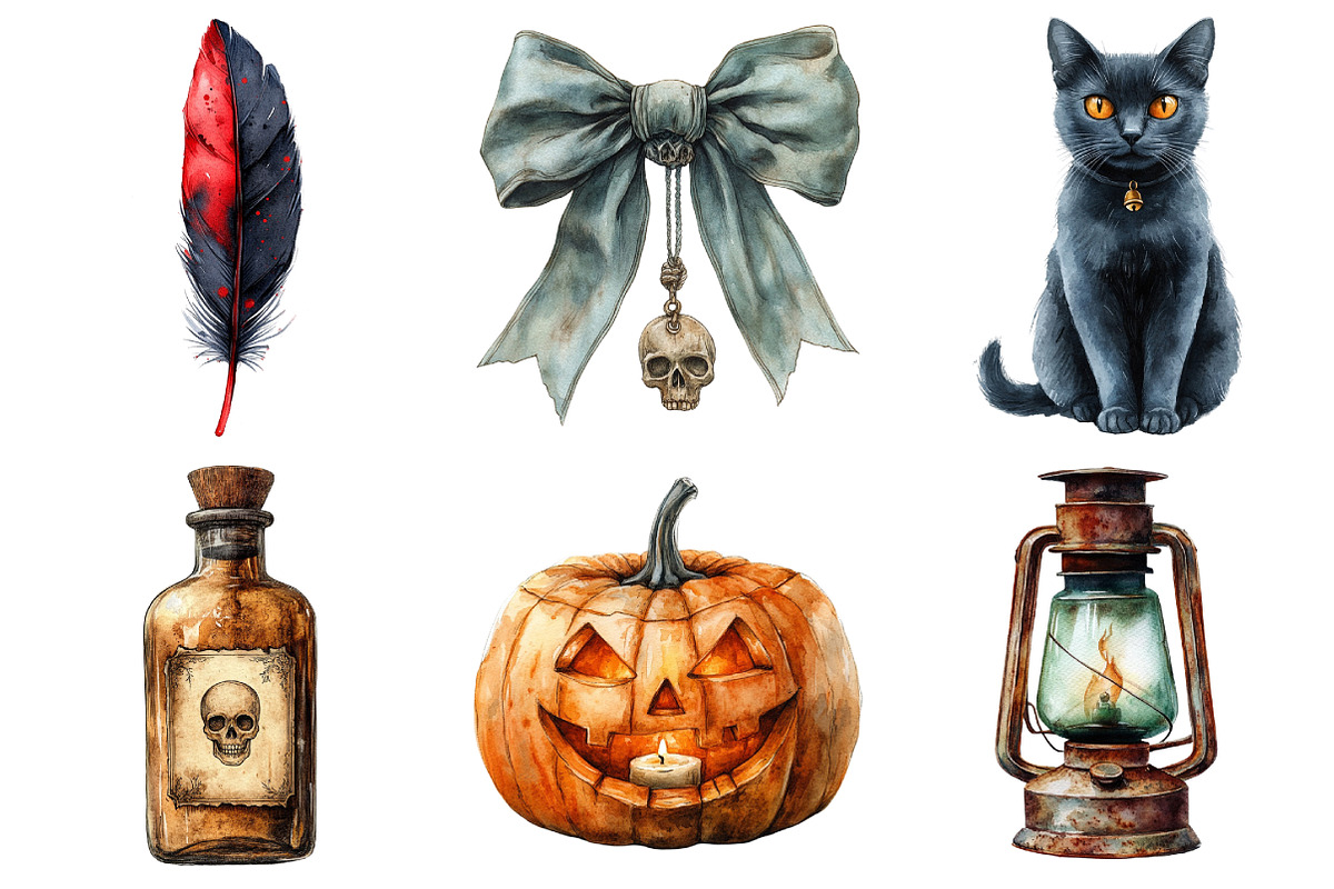 Vintage Creepy Halloween Clipart, an Illustration by Daily.Designs (Photo 3 of 5)