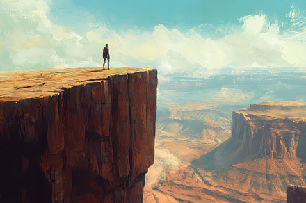 Majestic view from a cliff over a va, a Photo by Tanuart