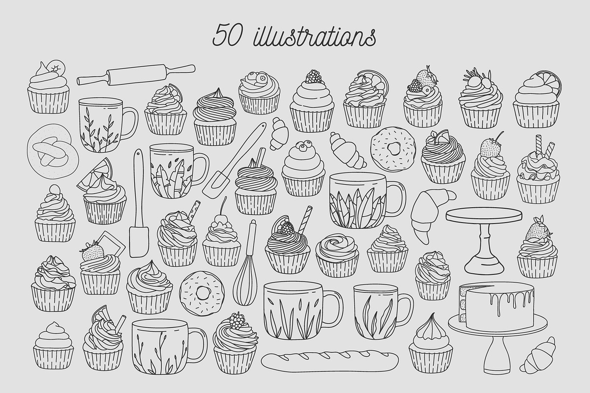 Pack of bakery illustrations, a Food Illustration by Wander Designs (Photo 5 of 6)