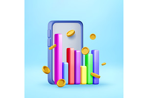3d Smartphone and financial growth, a Finance Illustration by Abscent
