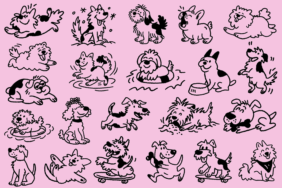 Dog Days: 100 Textured Pups Pack, an Animal Illustration by Veyla (Photo 12 of 14)