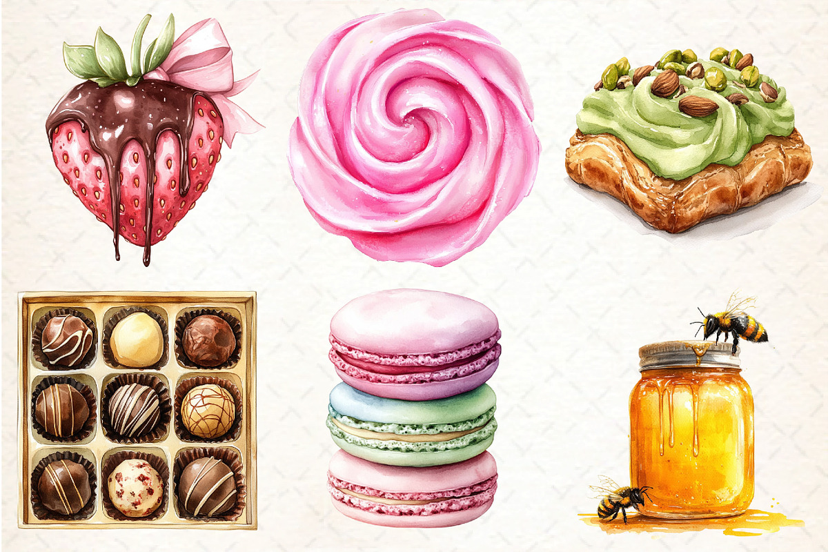 Watercolor Sweet Flavours Clipart, an Illustration by DreamCafeArt (Photo 4 of 7)