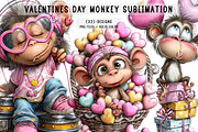 Valentines Day Monkey Sublimation, an Illustration by CreationArt (Thumbnail 1 of 6)