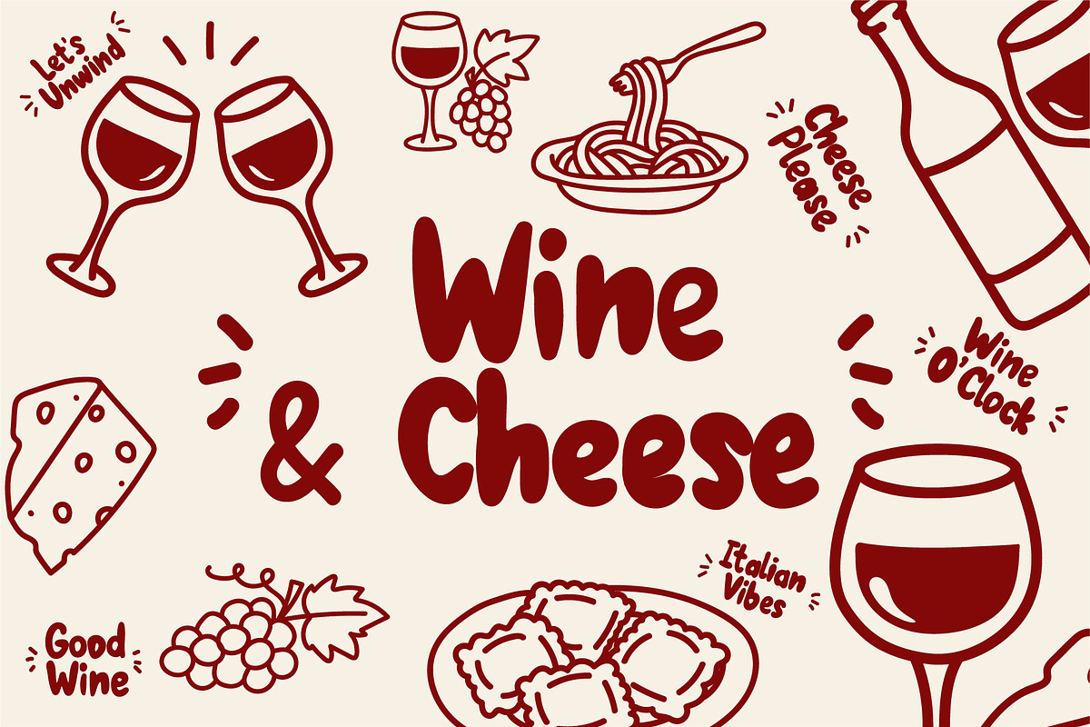 Italian Food & Wine Doodle Set, an Object Graphic by OREHOVKA (Photo 1 of 4)
