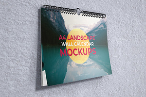 A4 Landscape Wall Calendar Mockups