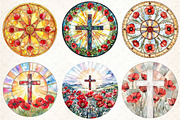 Poppy & Cross Faux Stained Glass, an Illustration by DreamCafeArt (Thumbnail 4 of 9)