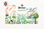 Watercolor Dinosaur Clipart Set, an Animal Illustration by Nicolle's Colorful Art (Thumbnail 1 of 8)