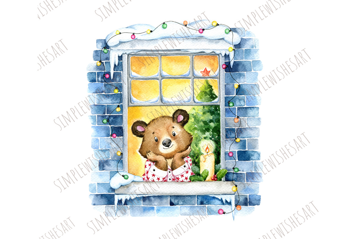 Cute Bear Christmas Clipart Set, an Animal Illustration by SimpleWishesArt (Photo 5 of 7)