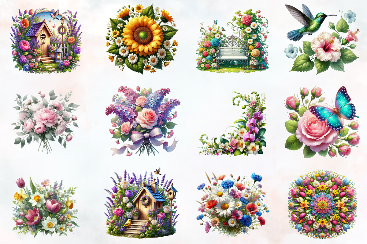Floral Garden Spring Clipart, Spring, an Illustration by RobertsArt (Photo 5 of 7)