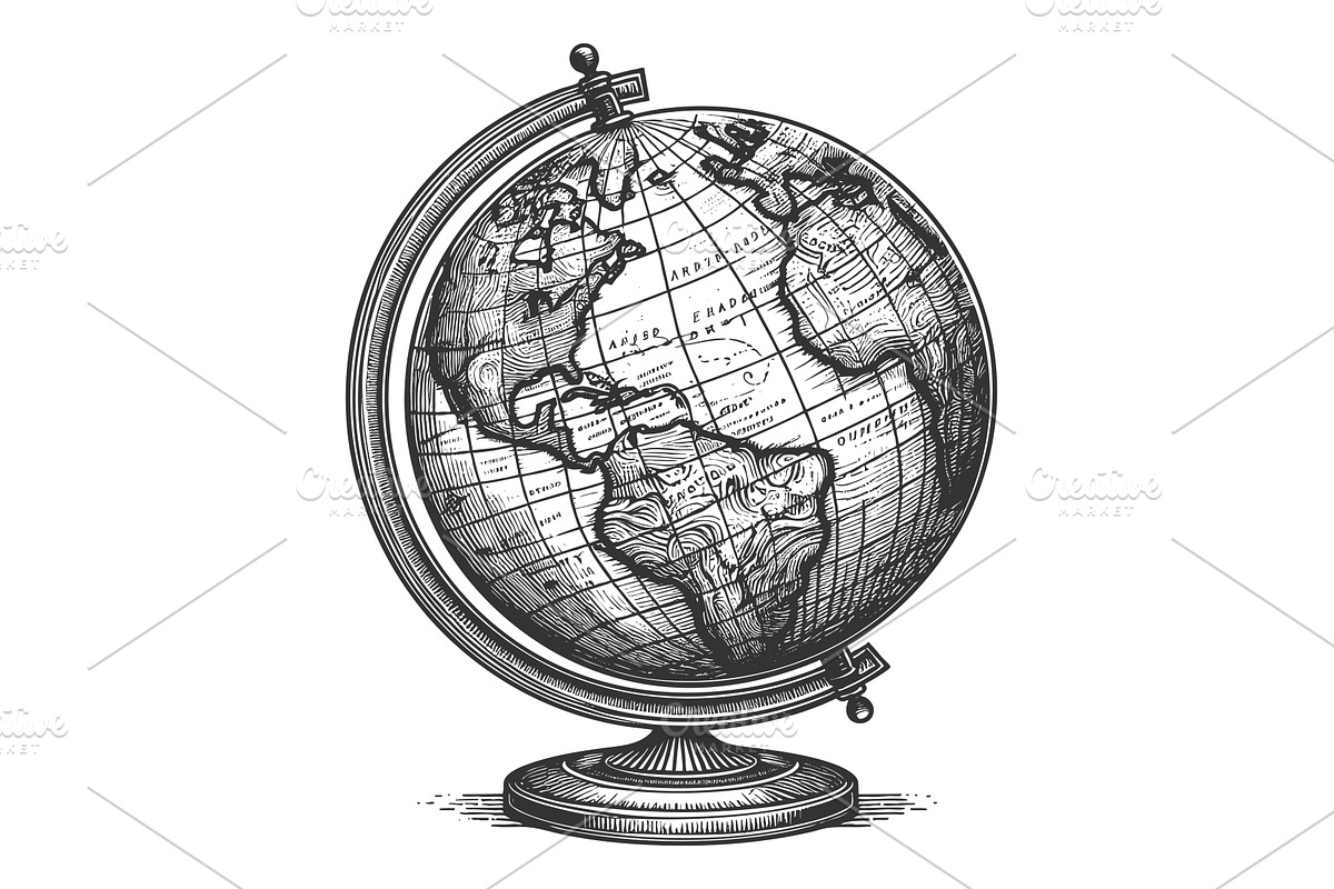 globe showing continents vector, an Object Illustration by AlexArt