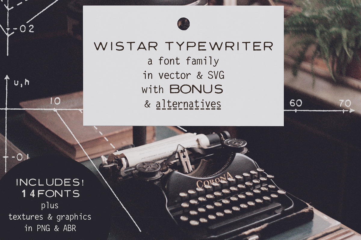 Wistar Typewriter SVG Font Family, a Sans Serif Font by Ana's Fonts (Photo 1 of 11)