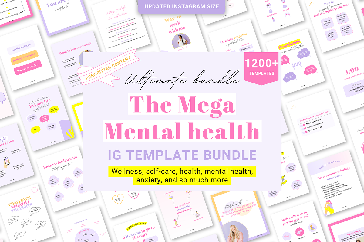 Mental health Canva template bundle, a Social Media Template by Cate Creates (Photo 1 of 11)