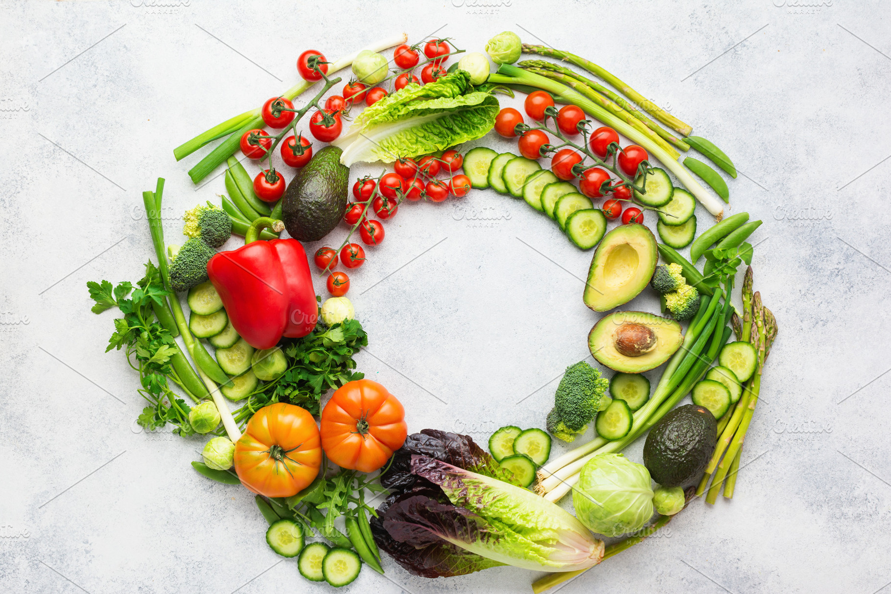 Fresh raw ingredients for salad stock photo containing salad and vegetables, a Food & Drink Photo by Liliya Trott Photos