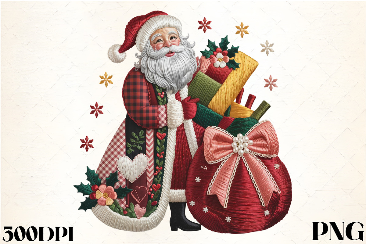 Faux Embroidery Santa with Sack of G, an Illustration by CrexoraLab (Photo 1 of 4)
