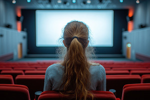 Watching a movie in a nearly empty t, a Photo by Tanuart