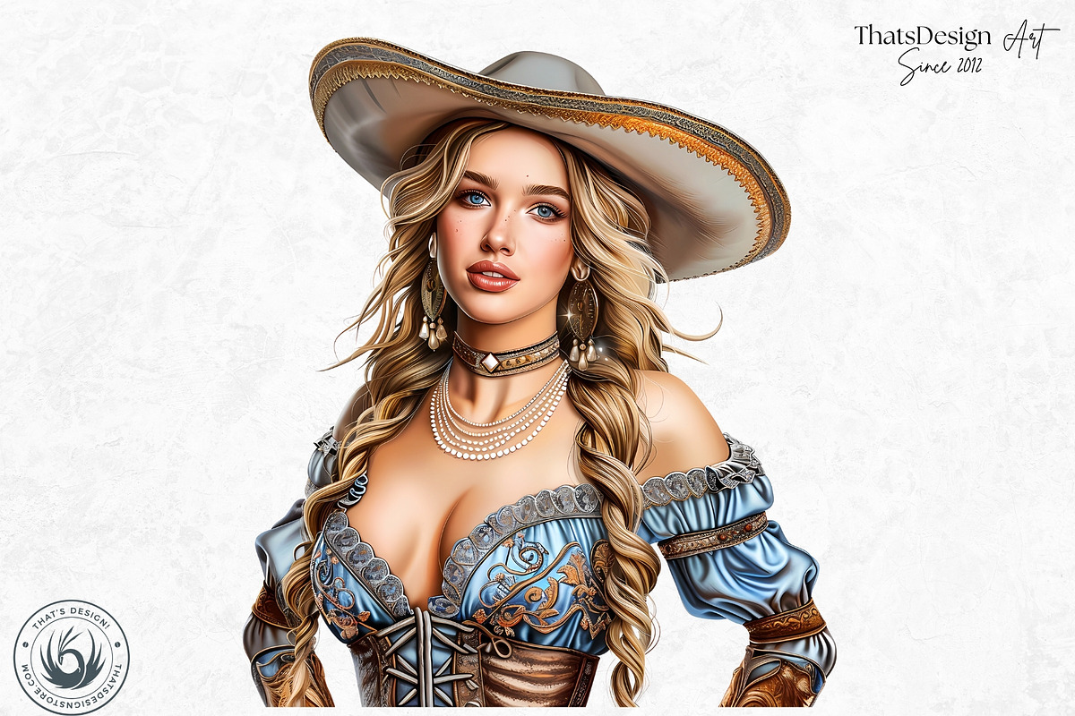 Southern Belle Cowgirls Clipart Set, a Person Illustration by ThatsDesign Art (Photo 4 of 10)