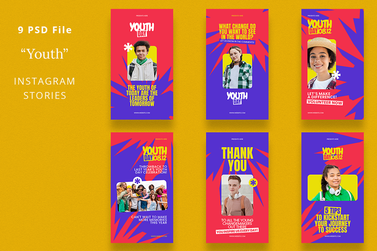 International Youth Day Canva & Inst, a Social Media Template by Attype (Photo 2 of 4)