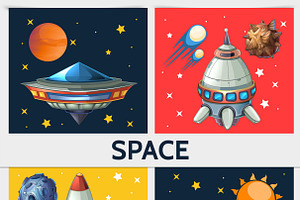 Colorful Space Square Composition