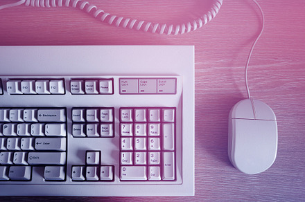 Retro computer keyboard& mouse in light leak, a Technology Photo by RETROWAVE '88