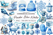 Powder Blue Winter Watercolor Clipar, an Illustration by designcity5 (Thumbnail 1 of 5)