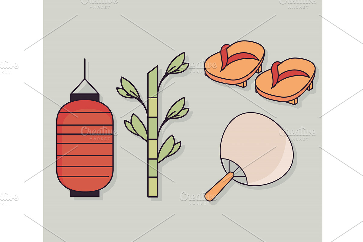 japanese culture, icon set, an Object Illustration by studiogstock