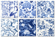 Blue Chinoiserie Seamless Pattern, a Texture Graphic by Dream Creation (Thumbnail 2 of 6)