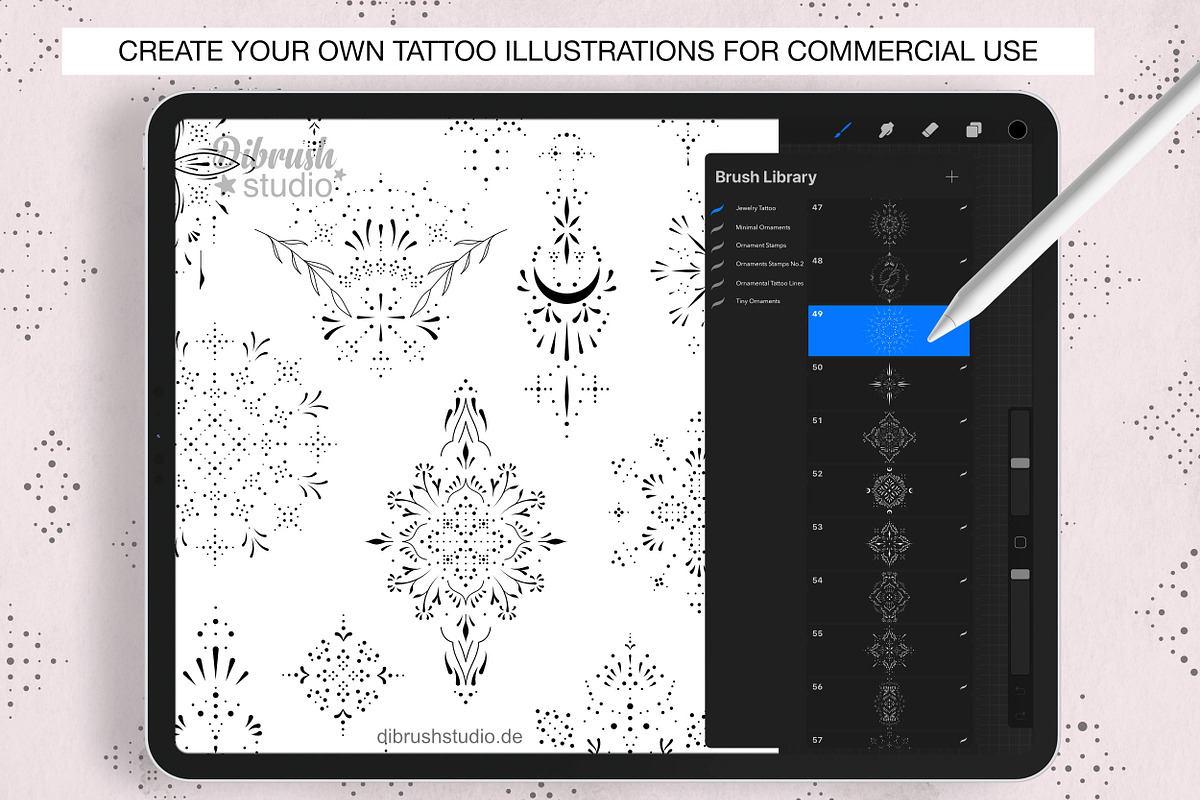 Procreate - Ornament Tattoo Bundle, a Brush Add-On by DiBrush Studio (Photo 3 of 4)