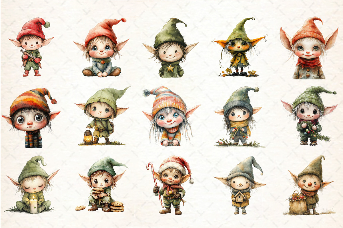 Whimsical Elf Clipart Bundle, an Illustration by DreamCafeArt (Photo 3 of 8)