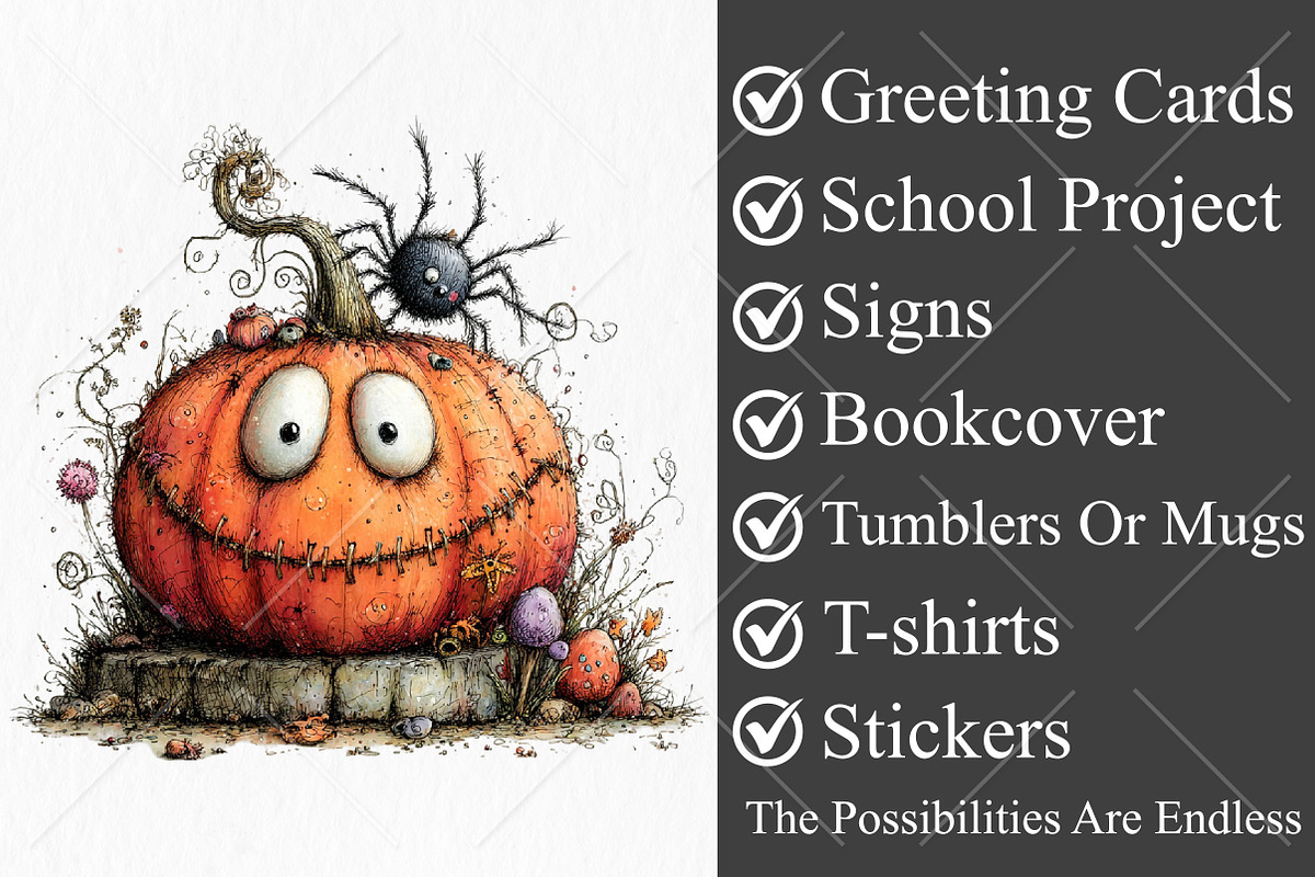 Whimsical Halloween Pumpkin Clipart, a Seasonal Illustration by Canvas Craft (Photo 3 of 10)