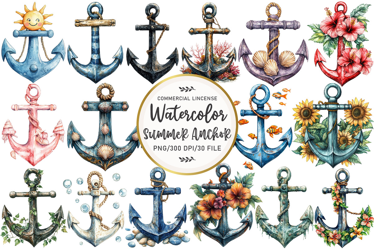 Summer Anchor Clipart, an Illustration by OK Design (Photo 1 of 5)