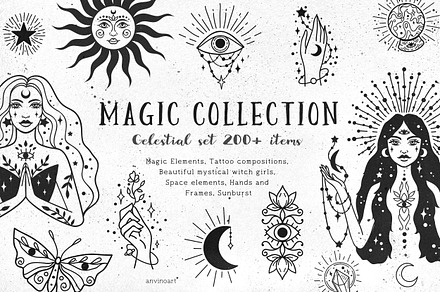 Magic Collection. Celestial set 200+, an Object Illustration by anvinoart