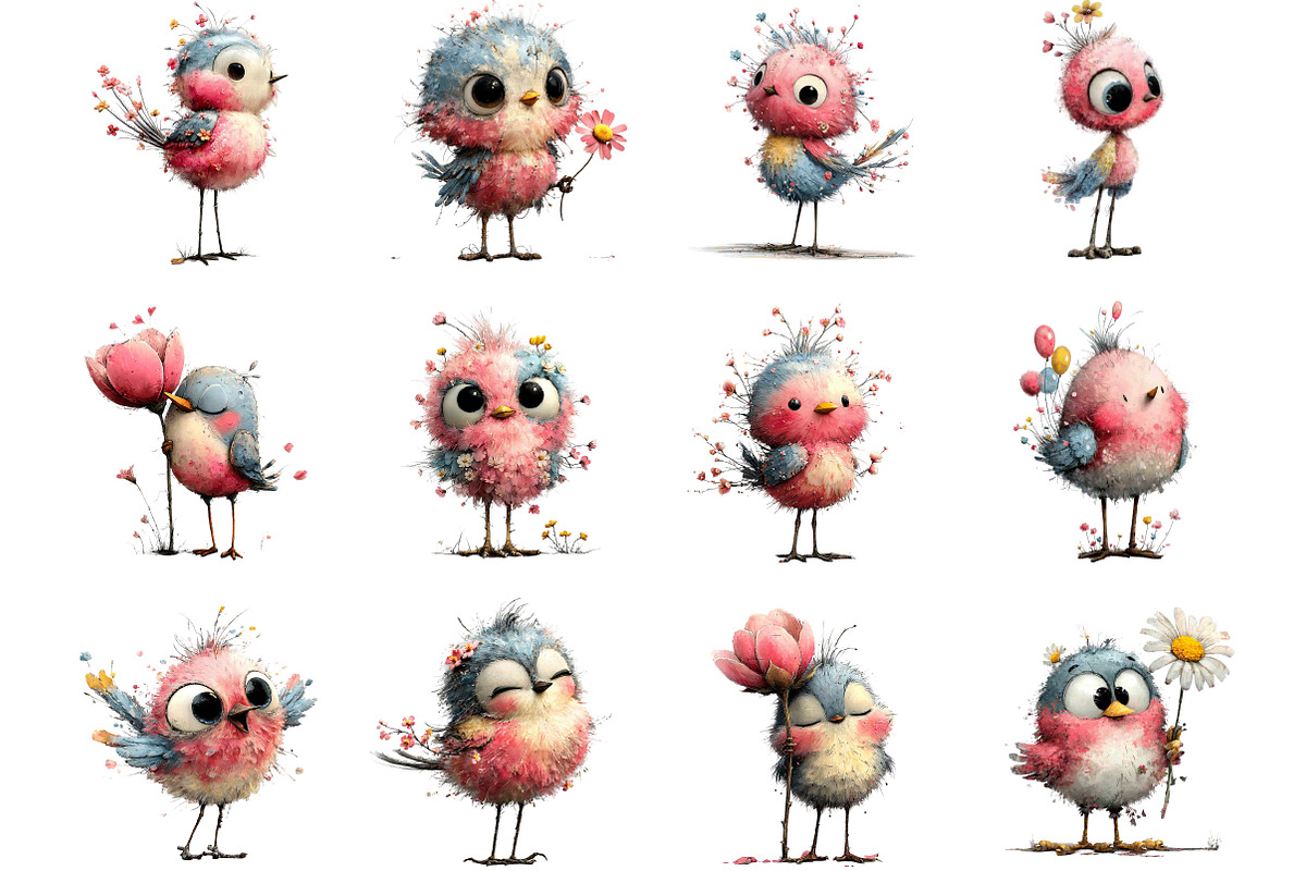 Whimsical Spring Bird Clipart, an Illustration by Designking (Photo 2 of 5)